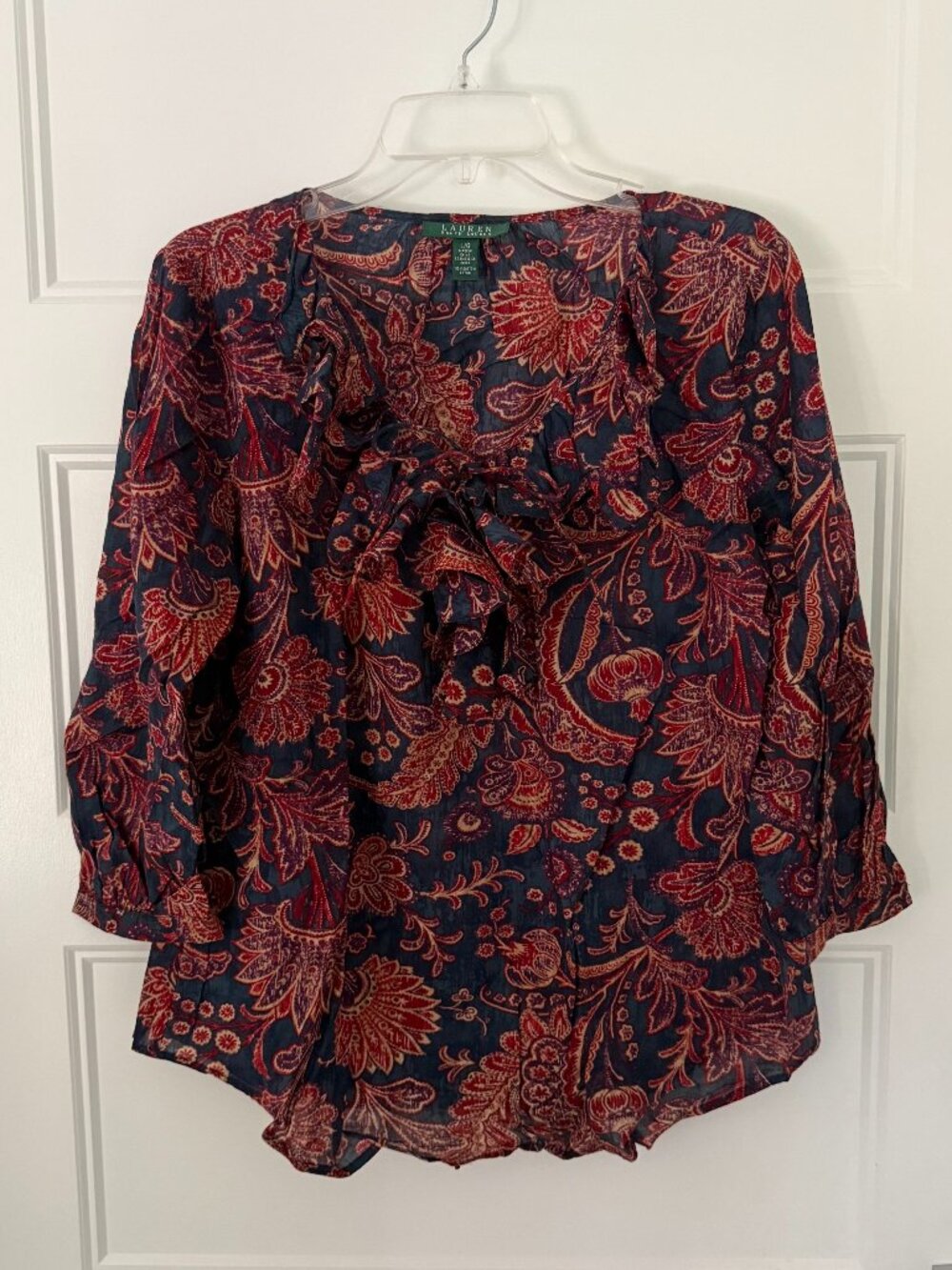Lauren by Ralph Lauren - Paisley Blouse with Ruffle - L